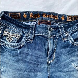 Rock Revival Jeans Womens Blue Denim  Hettie Easy Crop Low Distressed 26 X 25